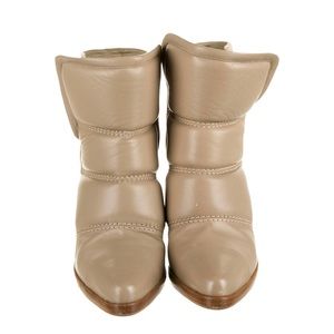CHLOE A/W 2014 "Devon" Natural Taupe Padded Quilted Leather Suede Ankle Booties